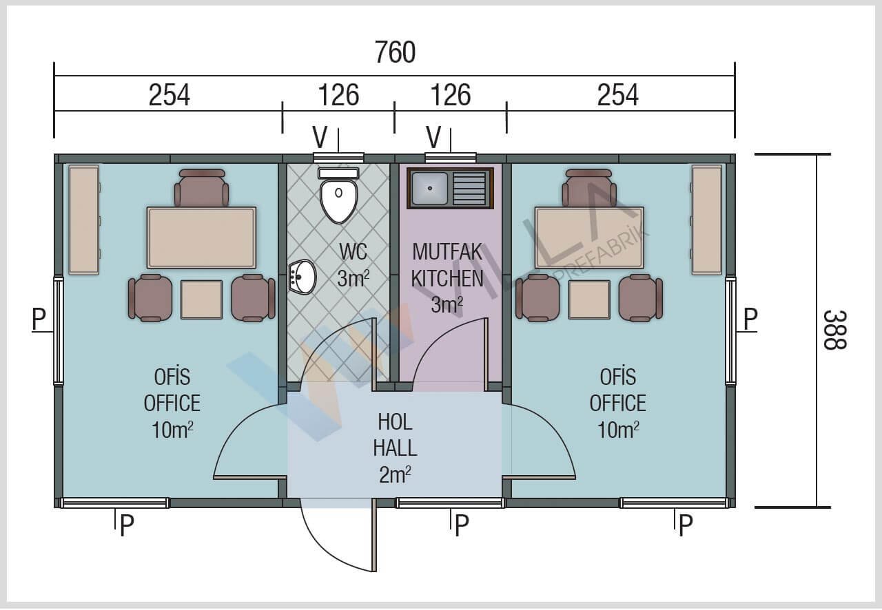 30 M2 OFİS ÇATILI KONTEYNER
