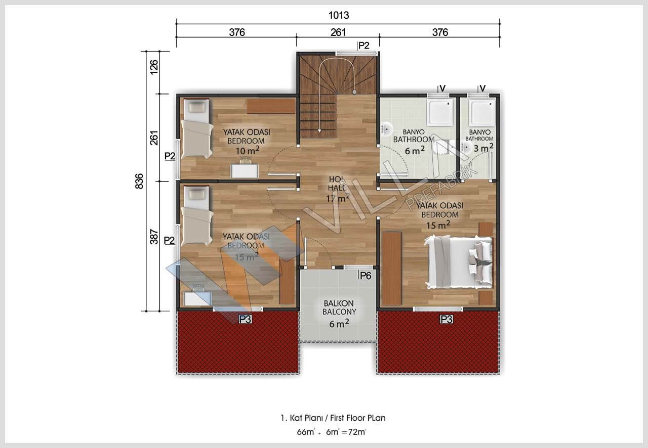 158 m2 HALİKARNAS ÇİFT KATLI 3+1 PREFABRİK EV