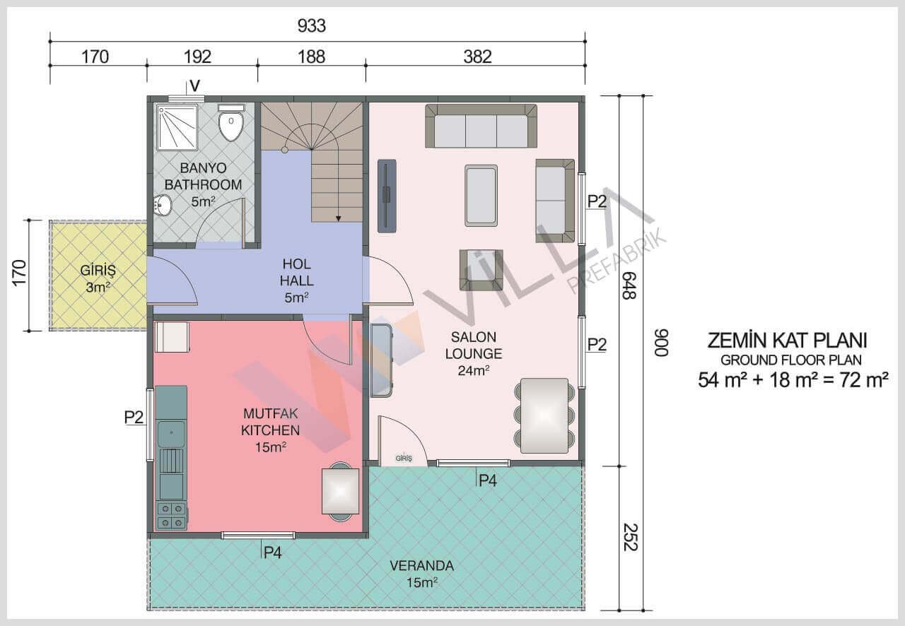 Dubleks Prefabrik Ev 131 m² 3+1