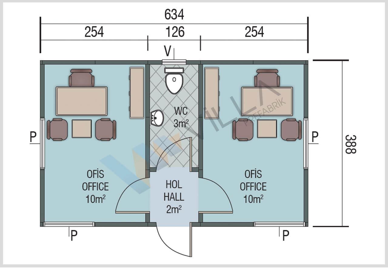 25M2 OFİS ÇATILI KONTEYNER